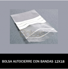 BOLSAS DE PLASTICO TRANSPARENTES ZIP CON BANDAS 12X18