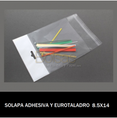 BOLSA CON SOLAPA ADHESIVA Y EUROTALADRO 8.5X14